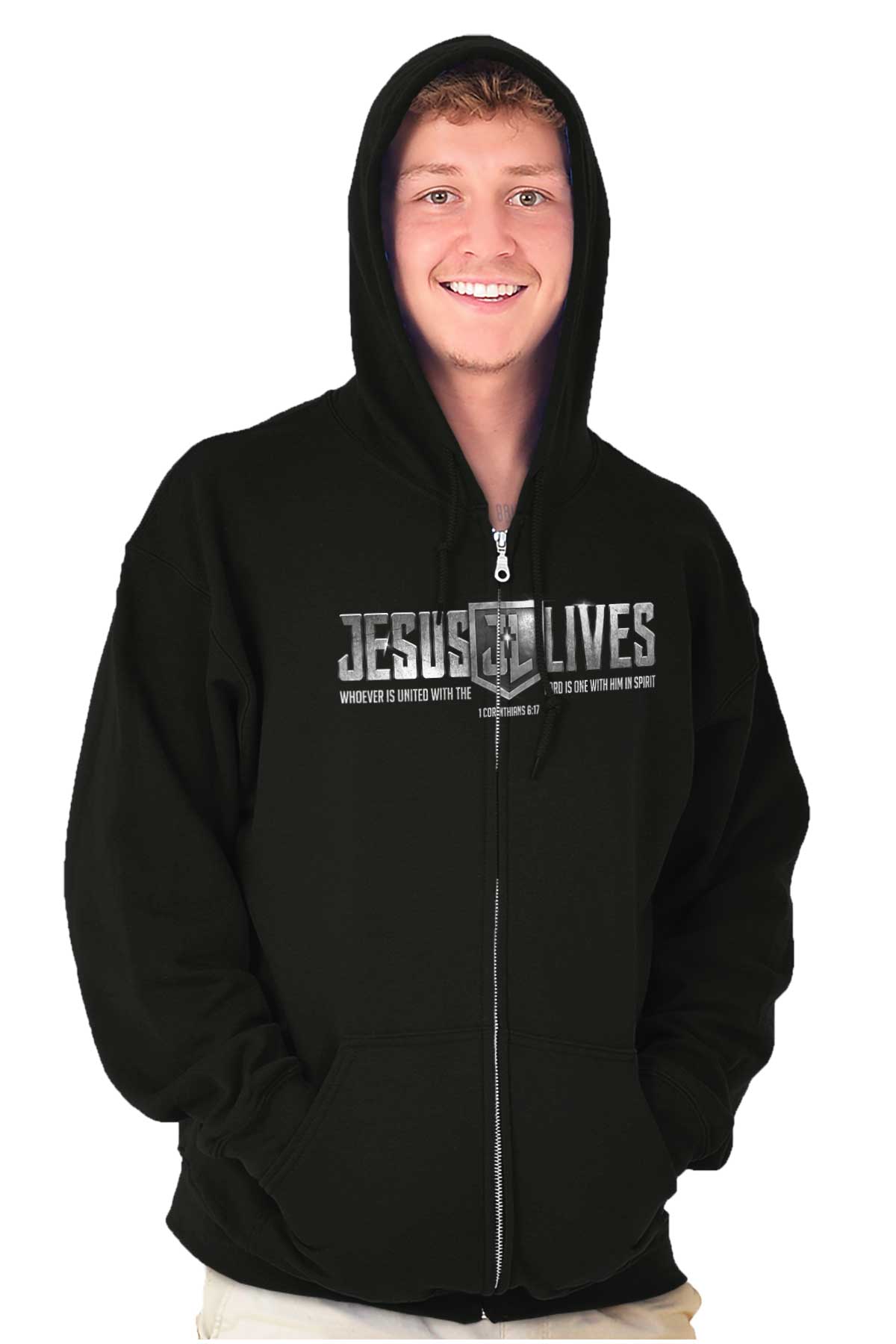 Jesus Christ Lives Religious Christian Spirit Adult Zip Hoodie Jacket
