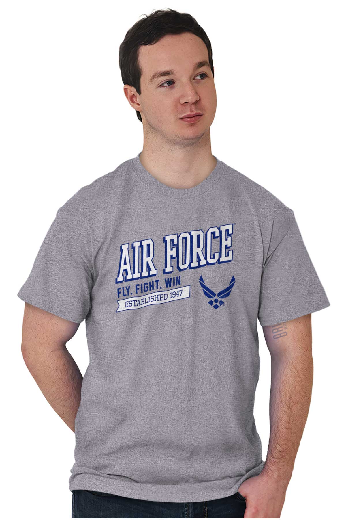 Air Force Fly Fight Win 1947 USAF Military Adult Short Sleeve Crewneck ...