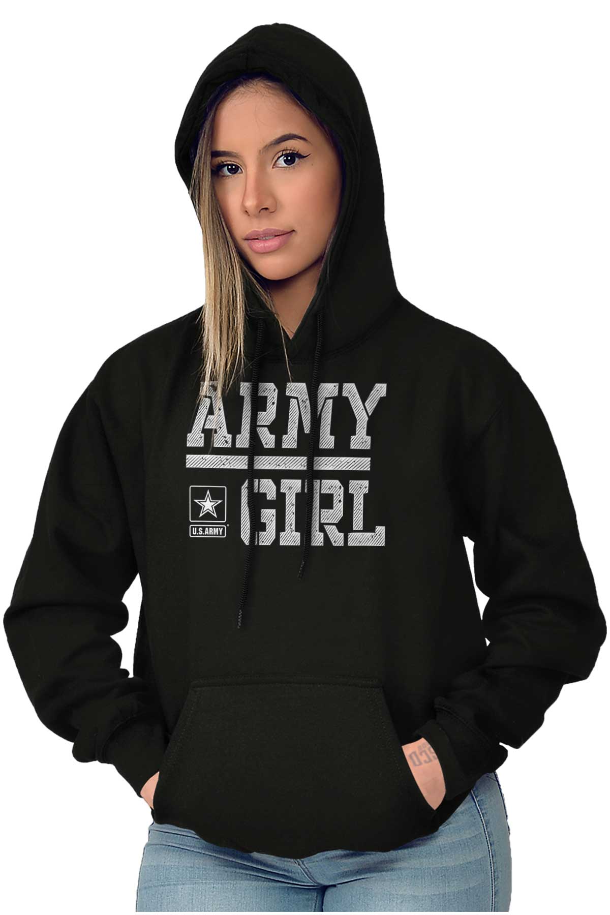 Cute Army Girl Daughter USAF Military Family Womens Hooded