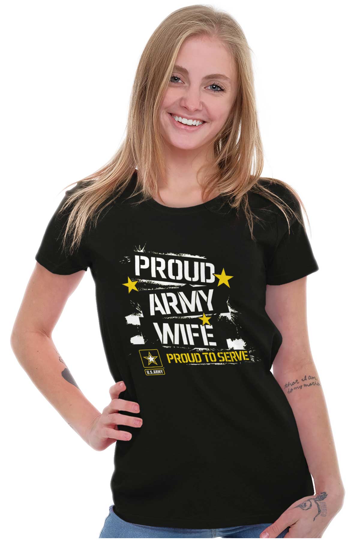 Serve US Army Star Logo Proud Military Wife Womens Top Junior