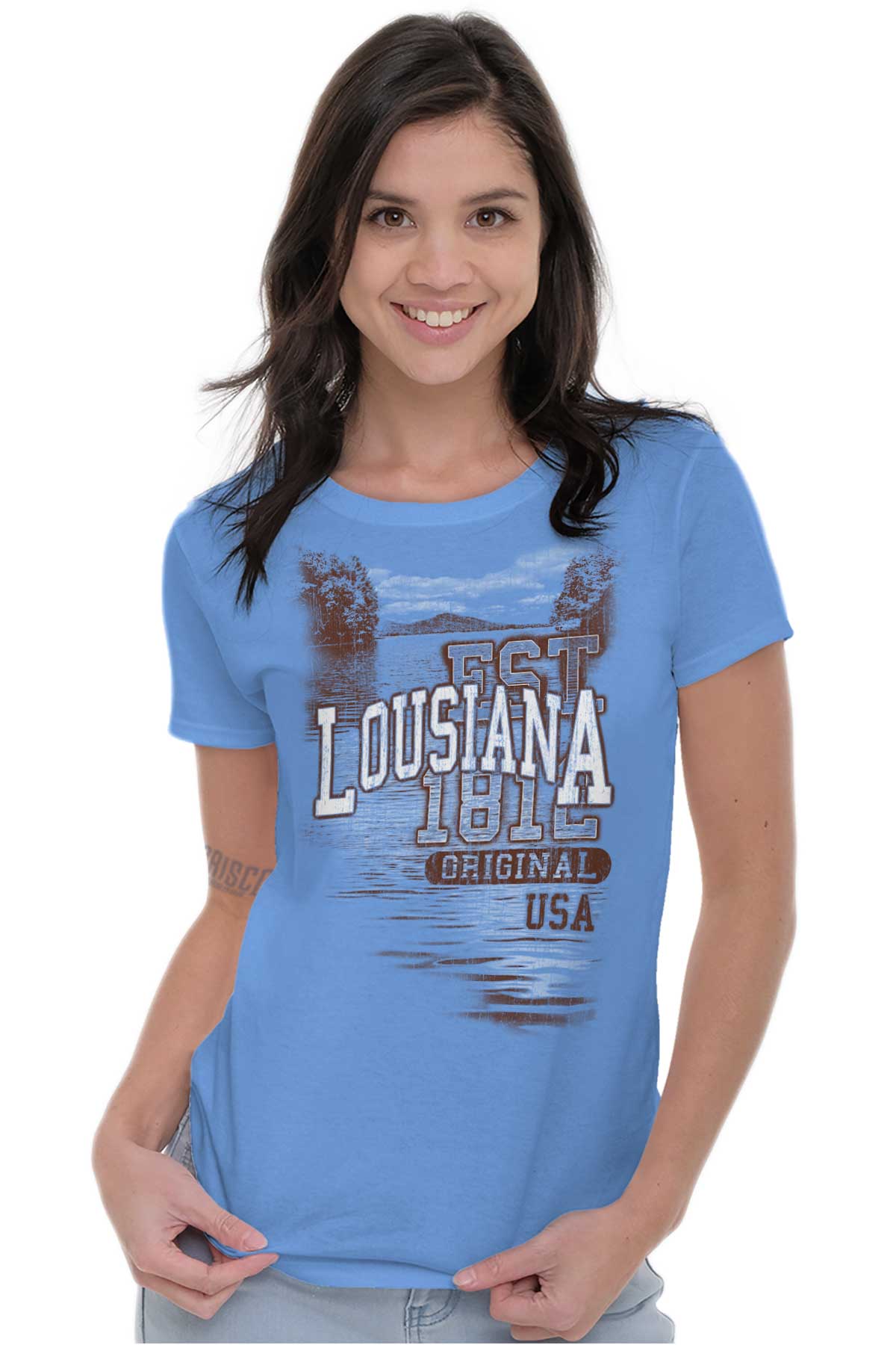 Louisiana Pelican State Camping Souvenir USA Womens Short Sleeve Ladies ...