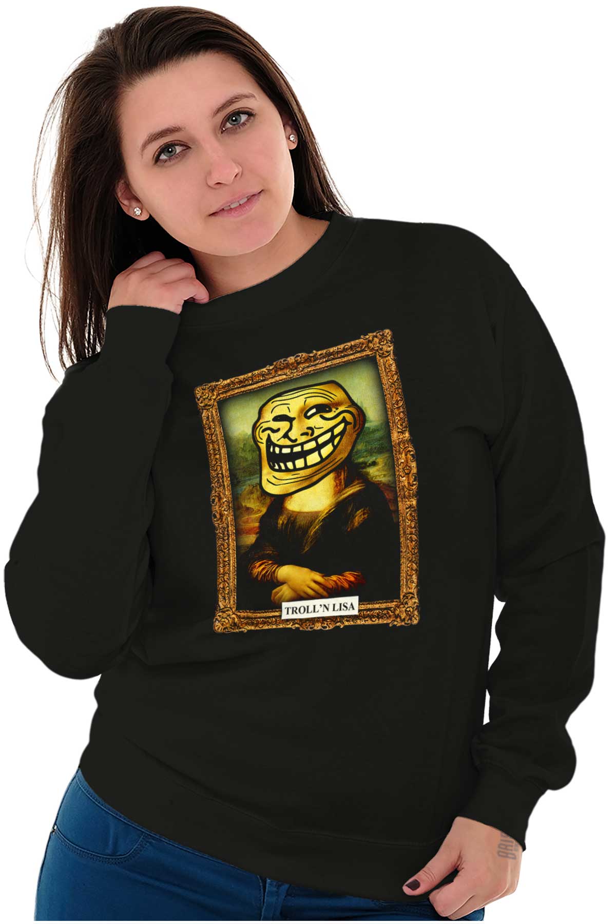 Troll Face Smiley Internet Funny Meme Gift Womens or Mens Crewneck T Shirt  Tee