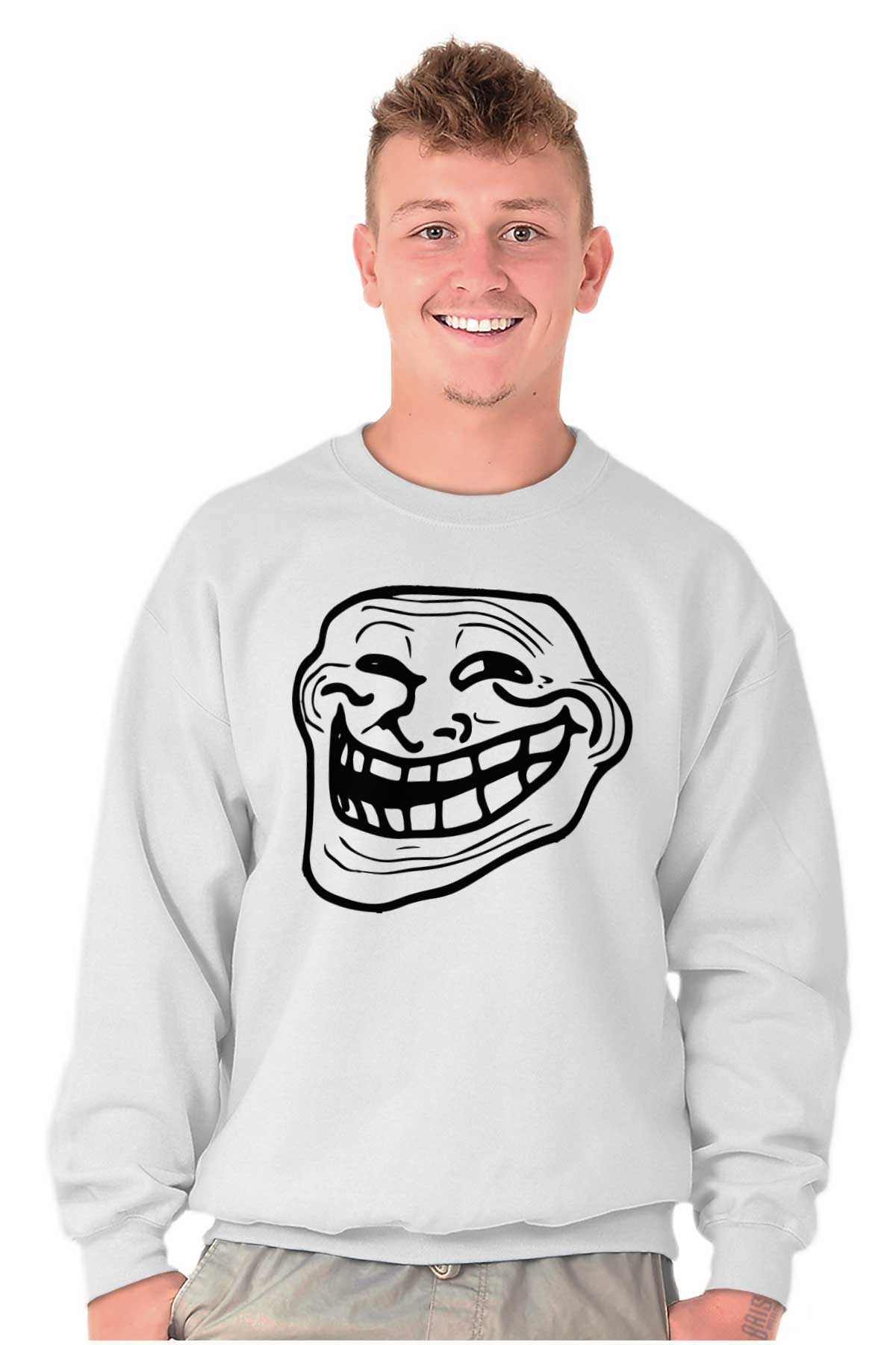 Troll Face Funny Sarcastic Internet Meme Womens or Mens Crewneck